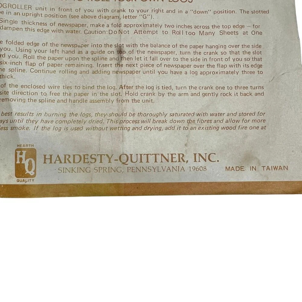 Logroller Newspaper Log Maker Wood and Metal Vintage Hardesty-Quittner Inc.
